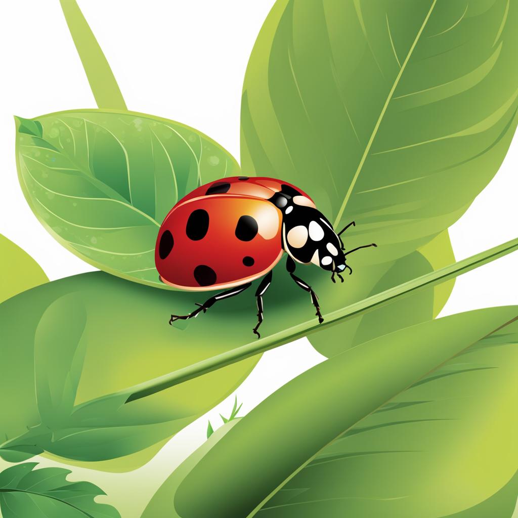 ladybug clipart - a spotted ladybug crawling on a leaf 