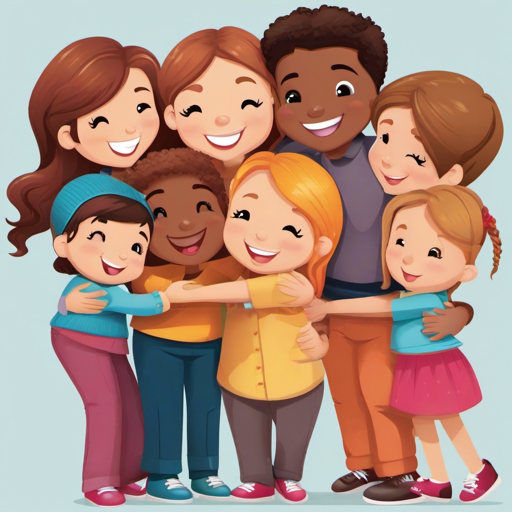 Friends clipart - friends hugging and smiling  