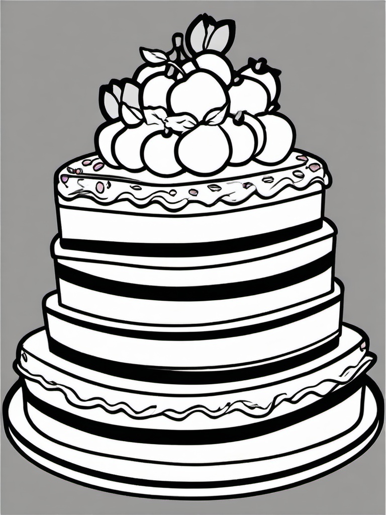 Cake Coloring Pages - Raspberry cake with a raspberry glaze  simple coloring pages