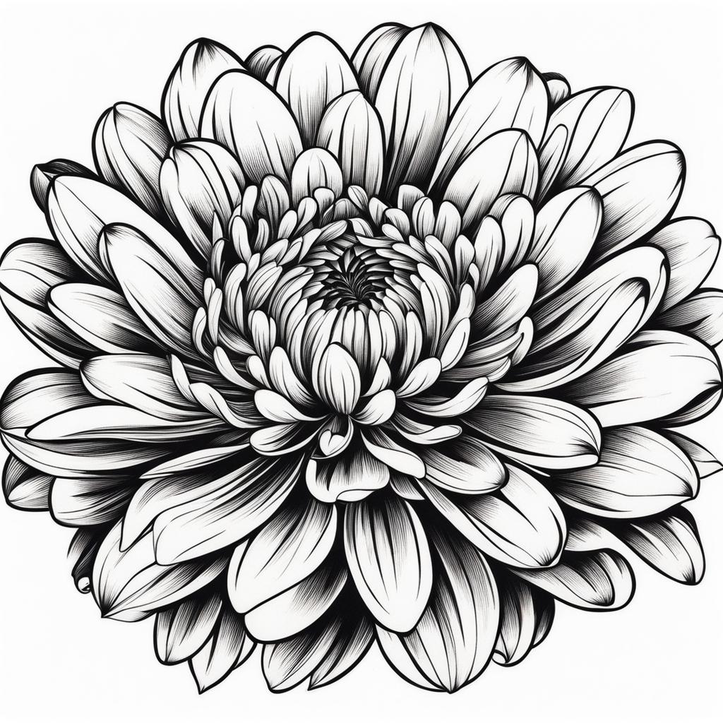 Chrysanthemum tattoo, Tattoos featuring the elegant chrysanthemum flower. colors, tattoo patterns, clean white background