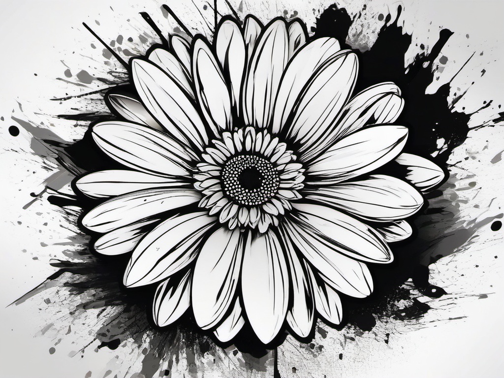 Abstract Daisy Tattoo-Expression of creativity and uniqueness with an abstract daisy tattoo, capturing the essence of artistic flair.  simple vector color tattoo