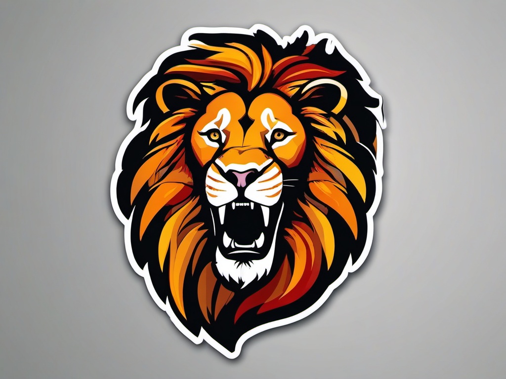 Lion Sticker - A lion roaring with pride, ,vector color sticker art,minimal