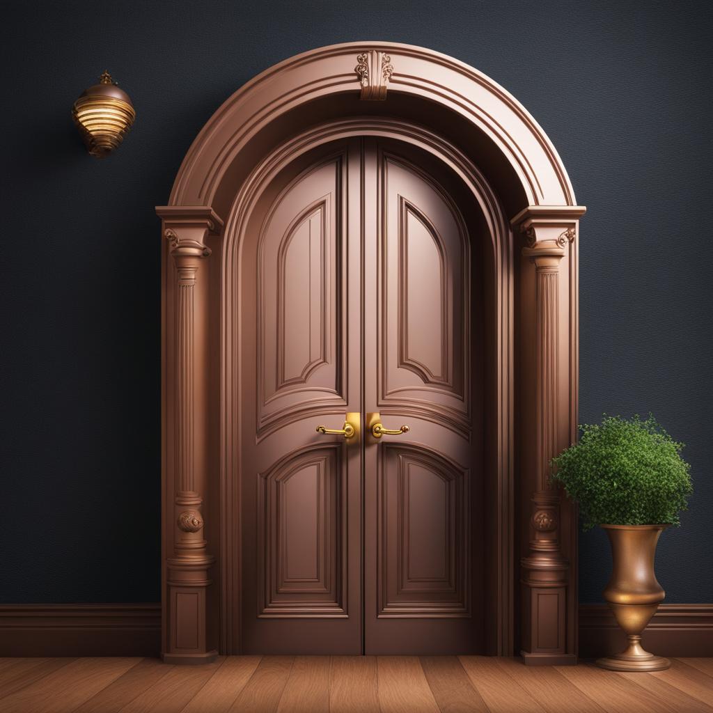 door clipart - a magical door that opens to different worlds with each turn of the knob 