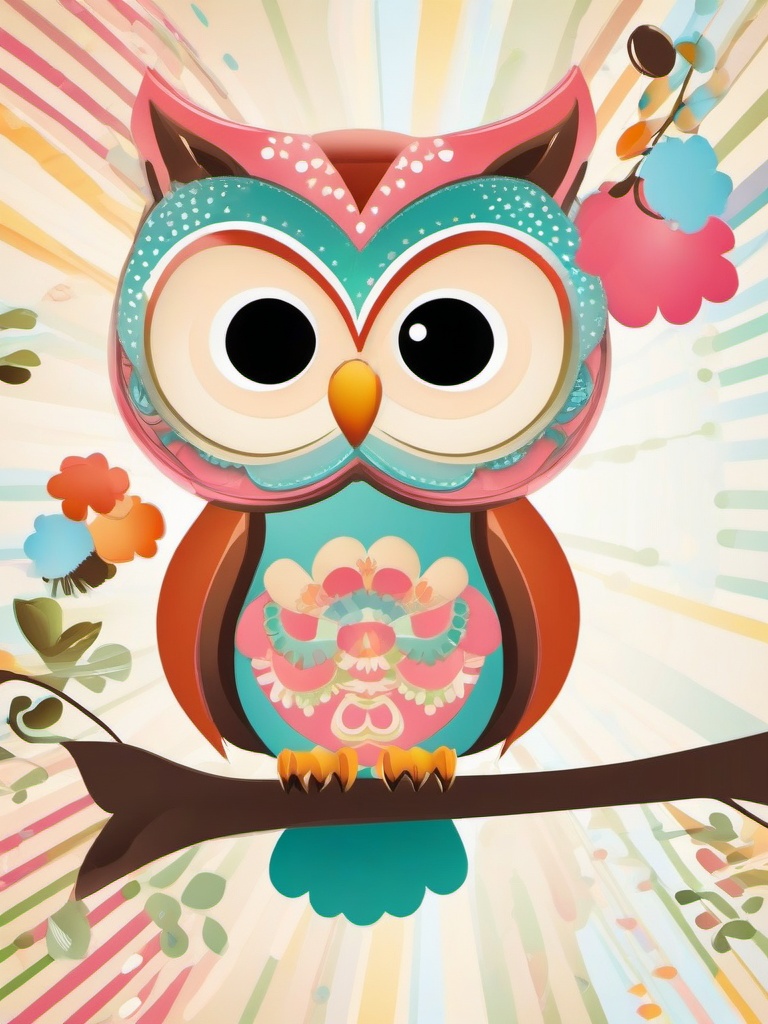 Owl clipart - owl with a whimsical background  