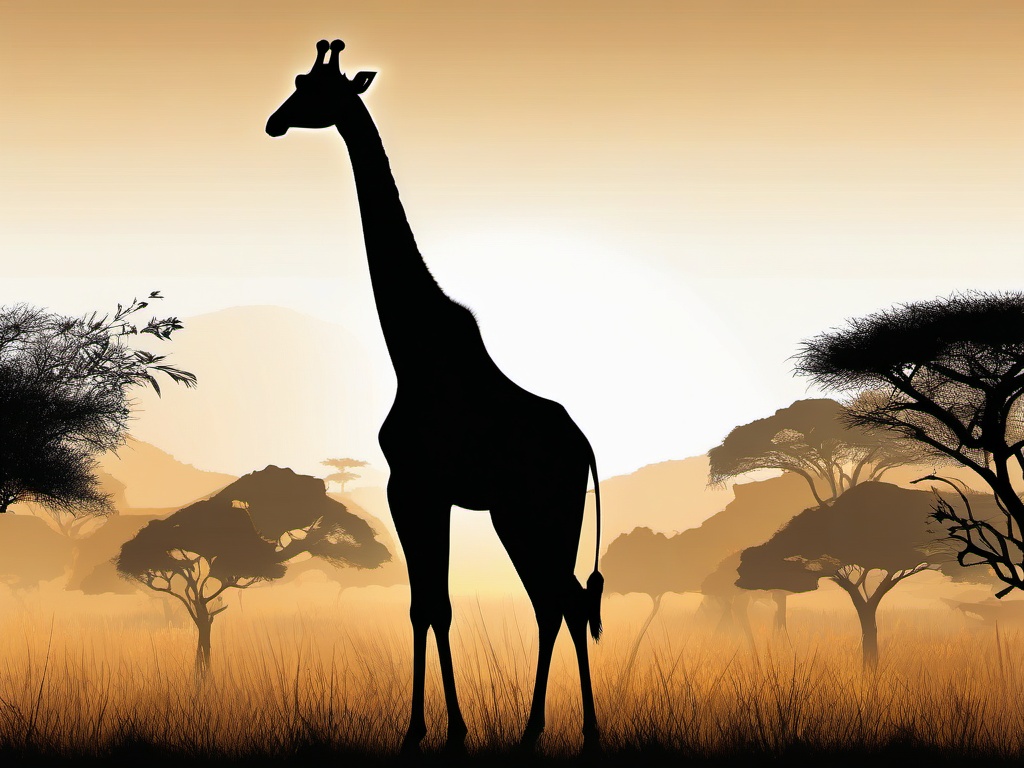 Giraffe Clipart in the Savannah,Graceful giraffe wandering the vast savannah, signifying intuition and adaptability. 