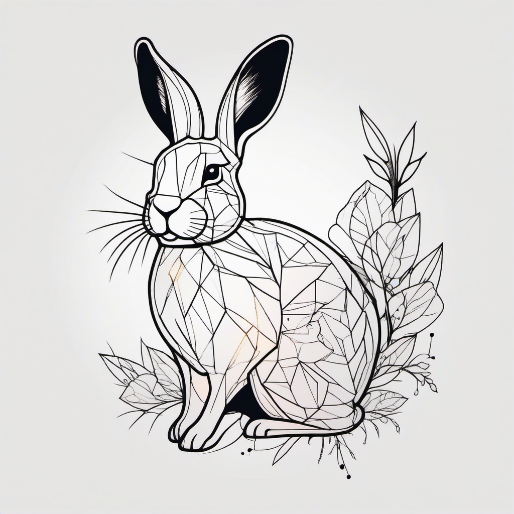 outline rabbit tattoo  minimalist color tattoo, vector
