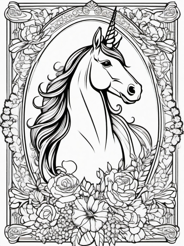 Unicorn Princess Coloring Pages - Royal Unicorn with a Crown  minimal black outline printable sheet, coloring page