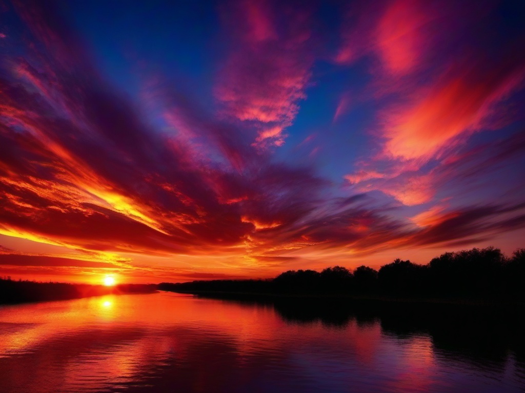 Sunset Wallpaper - Colorful skies reflecting on river.  sunset background