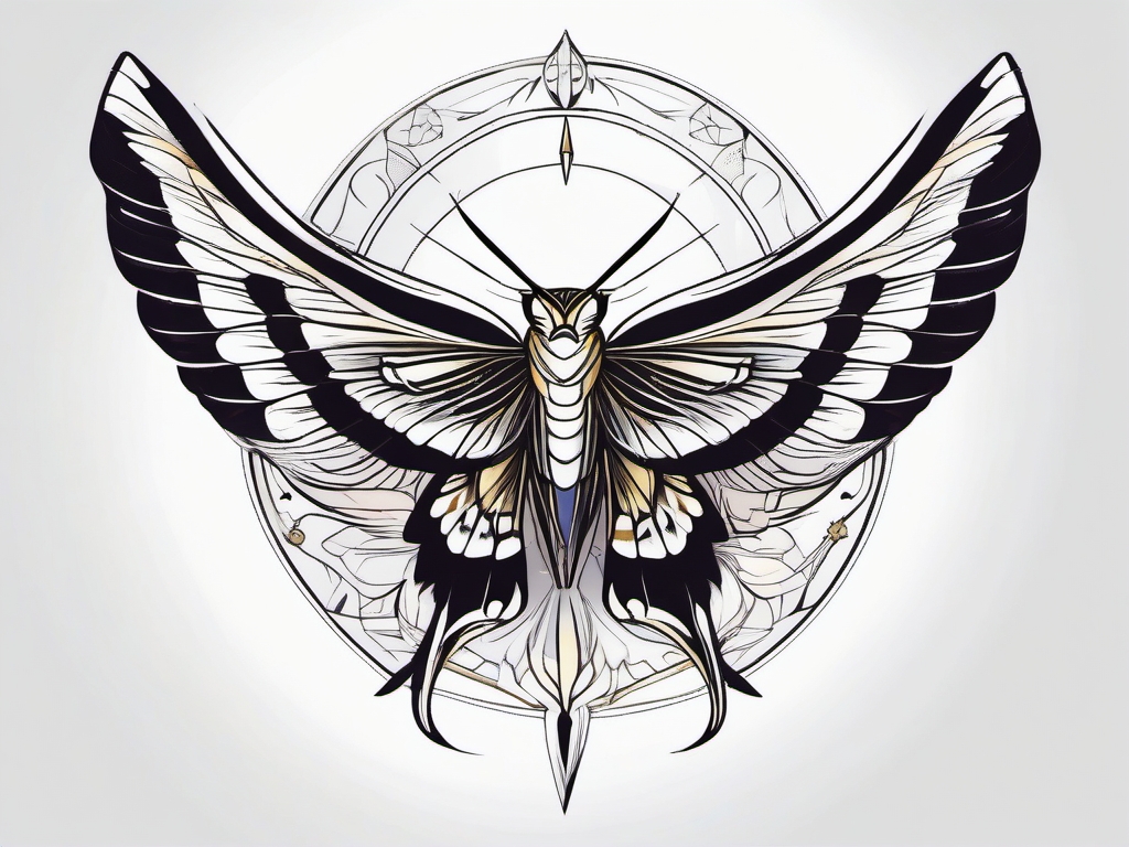 Swallowtail kite tattoo soaring through celestial realms.  color tattoo style, minimalist design, white background