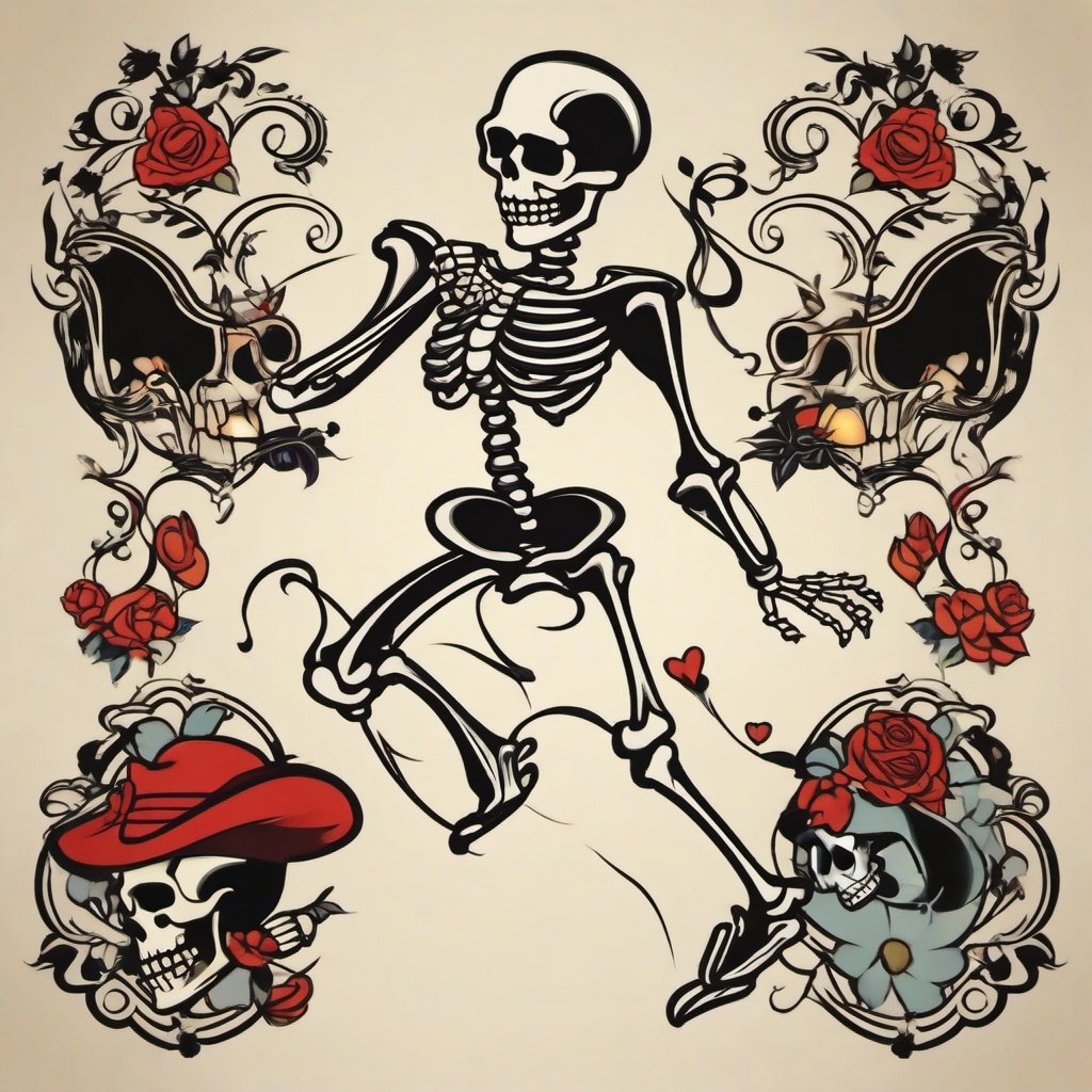 disney skeleton dance tattoo  simple vector color tattoo