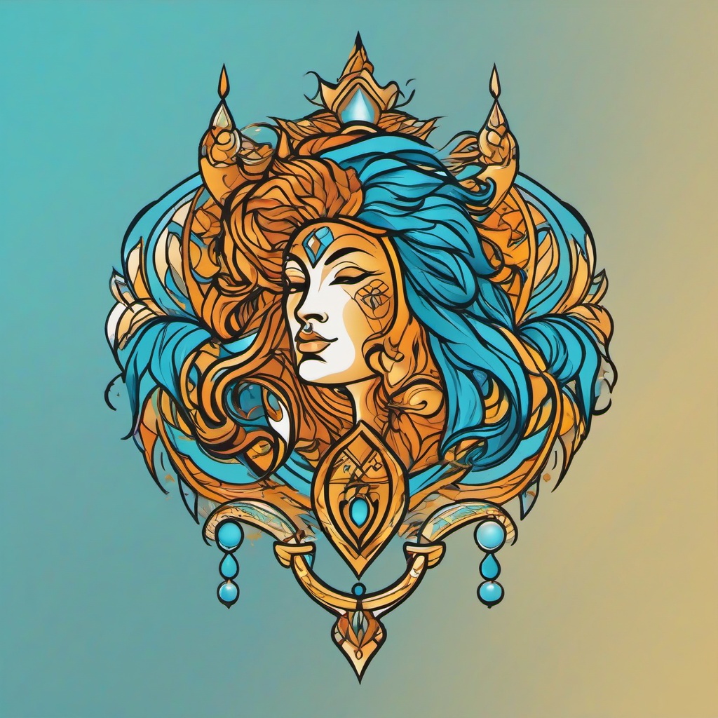 aquarius and leo combined tattoo  simple vector color tattoo