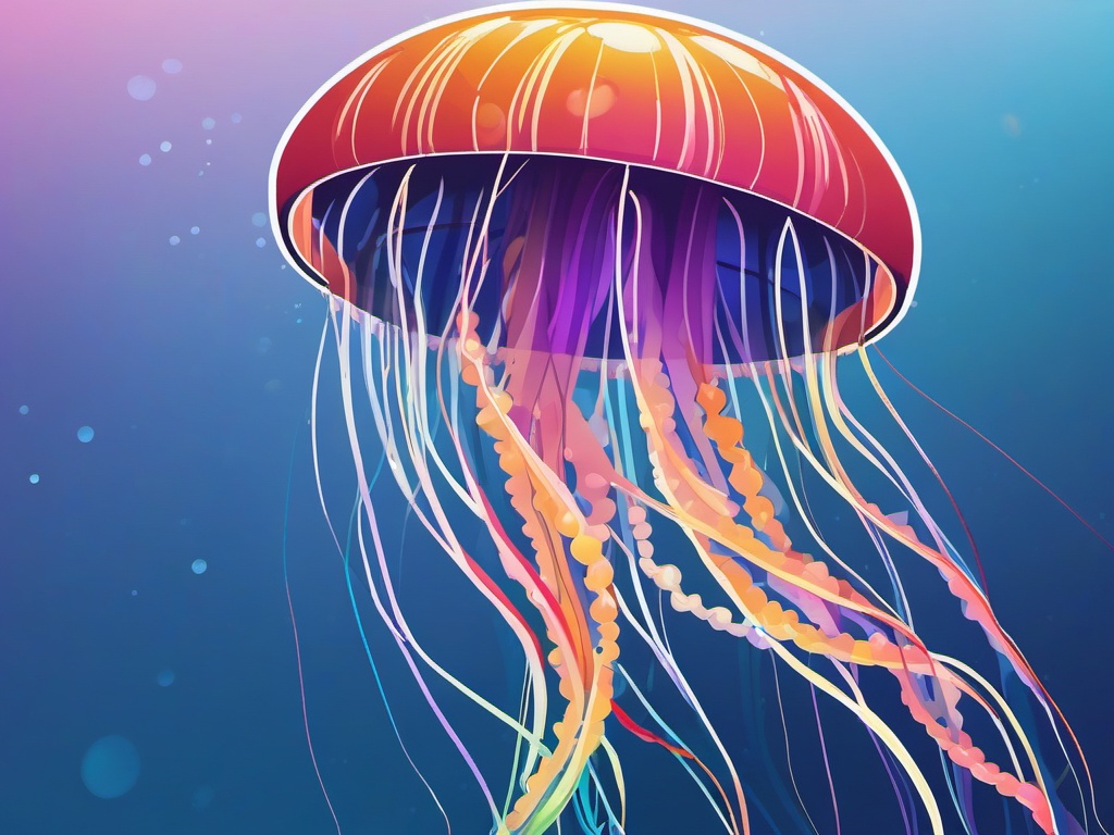 Jellyfish Sticker - A mesmerizing jellyfish floating in the sea. ,vector color sticker art,minimal