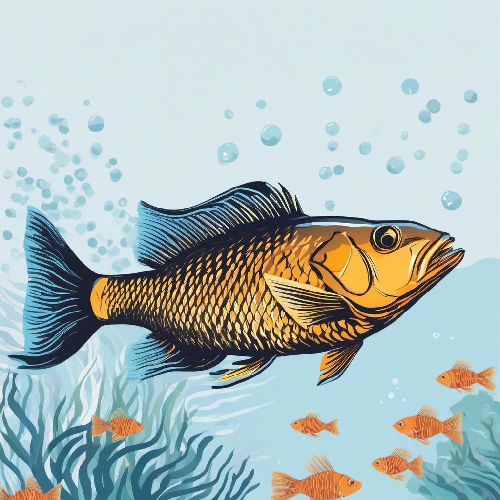 Fish clipart - fish swimming in clear water  