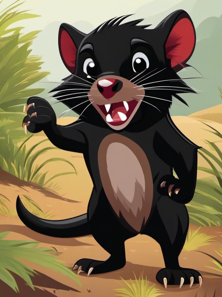 Tasmanian Devil cartoon - small, ferocious carnivorous marsupial  