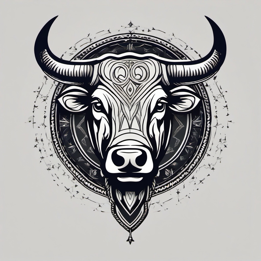 bull zodiac tattoo  simple vector color tattoo