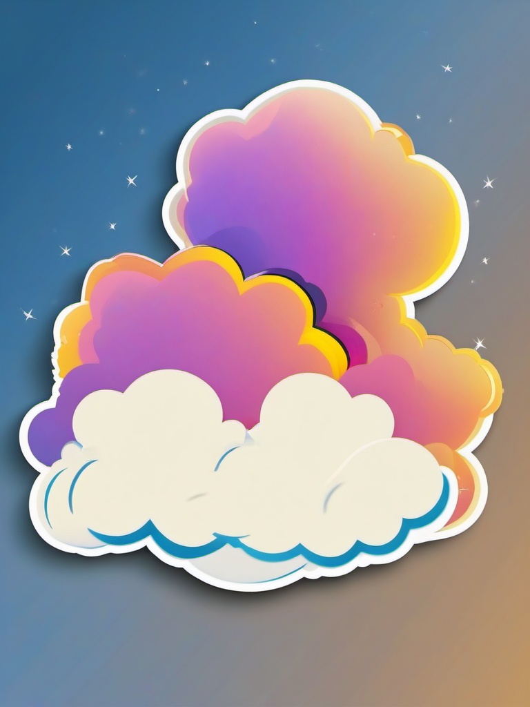 Cloud with Lightning Sticker - Fluffy cloud with a bolt of lightning, ,vector color sticker art,minimal