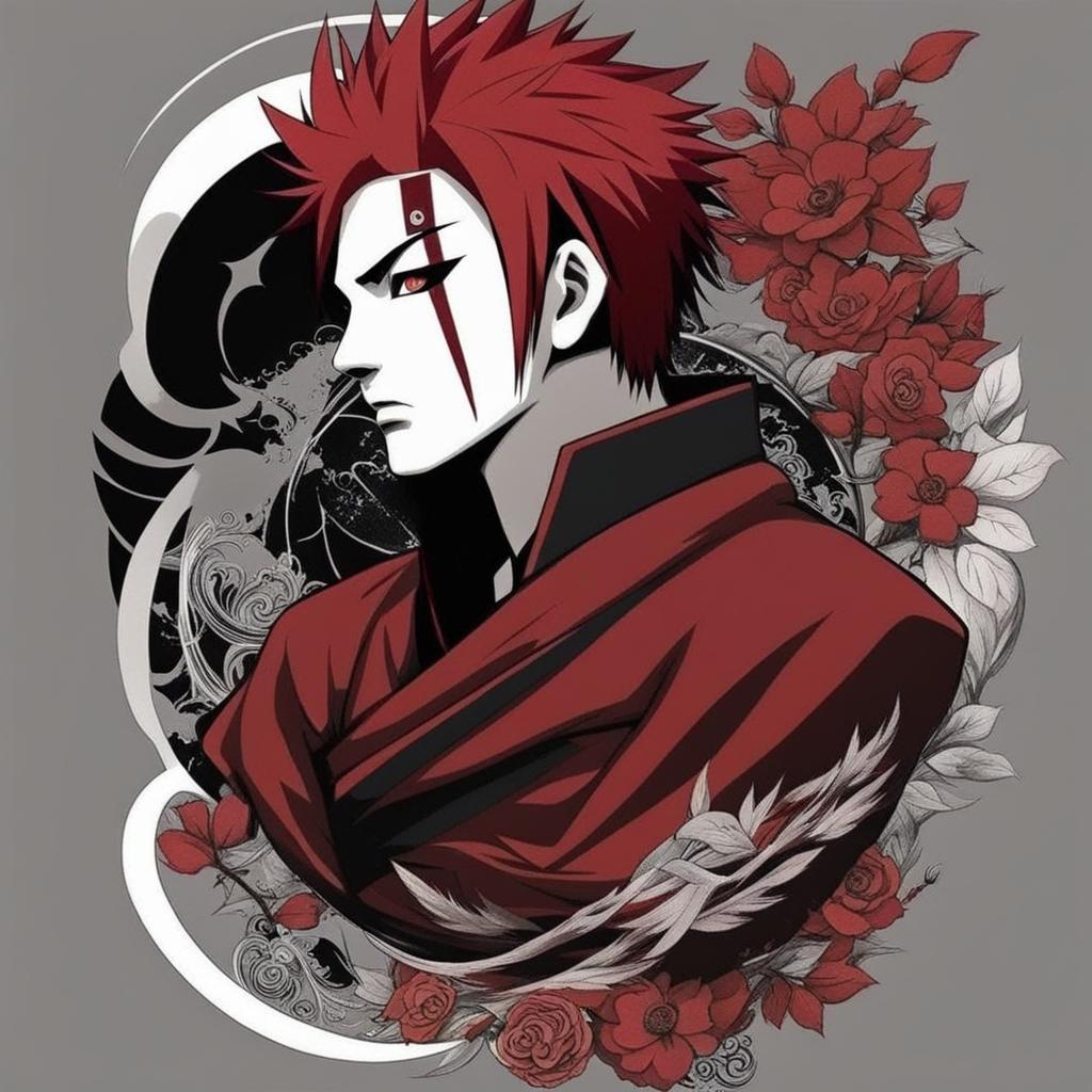 gaara tattoo, paying tribute to the character from the naruto series. 