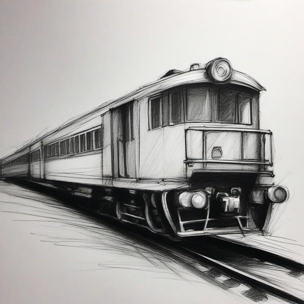 pencil sketch of train  minimal rough sketch scribbles,doodles,black and white