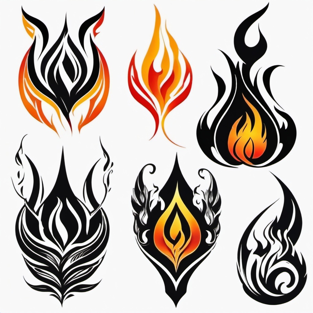 flame symbol tattoo  simple color tattoo,white background