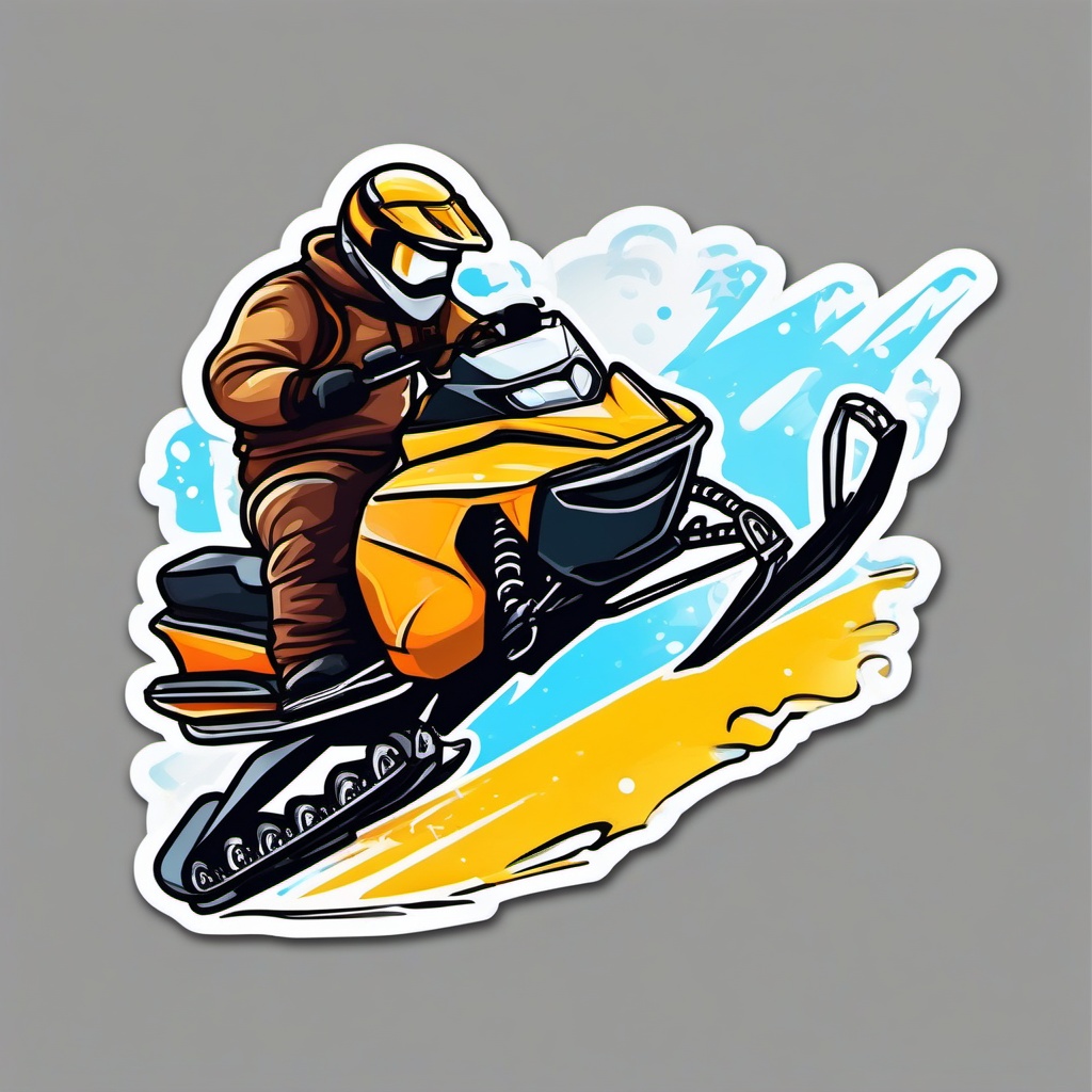 Snowmobile Drift Sticker - Snowy maneuvers, ,vector color sticker art, pinguin  colors,professional t shirt vector design, white background