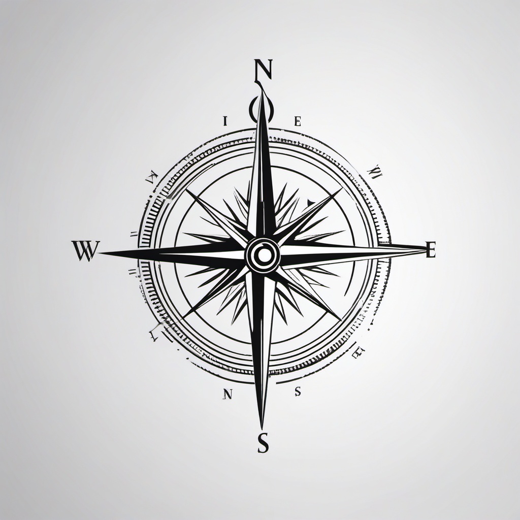 Cool Compass Design - Sty  simple vector tattoo,minimalist,white background