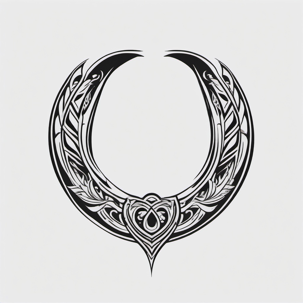 tribal horseshoe tattoo  simple color tattoo,minimal,white background