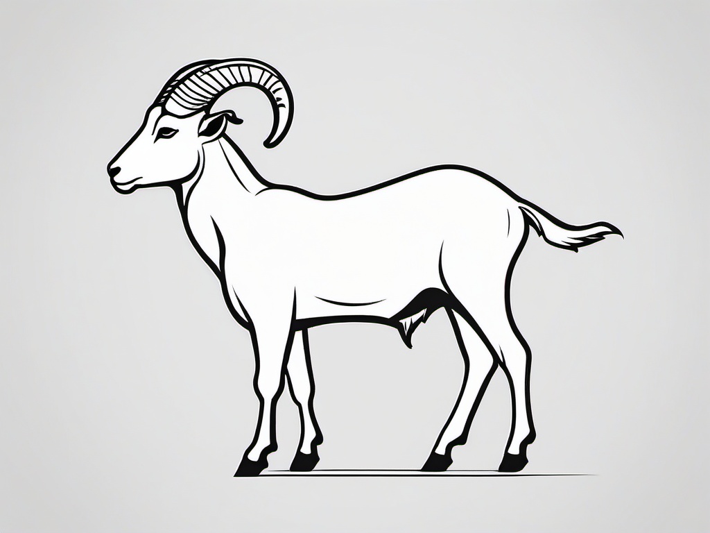 Goat Outline Tattoo - A simple and elegant tattoo featuring the outline of a goat.  simple color tattoo design,white background