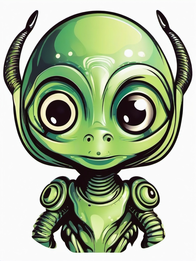 Alien with big eyes and antennae clipart.  vector style illustration, white background