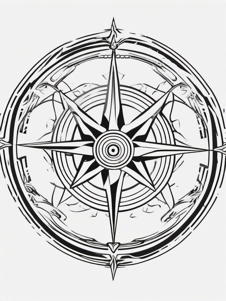 Viking Compass Tattoo - Norse-inspired compass design.  simple vector tattoo,minimalist,white background