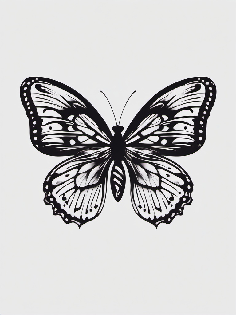 butterfly dark tattoo  simple color tattoo, minimal, white background