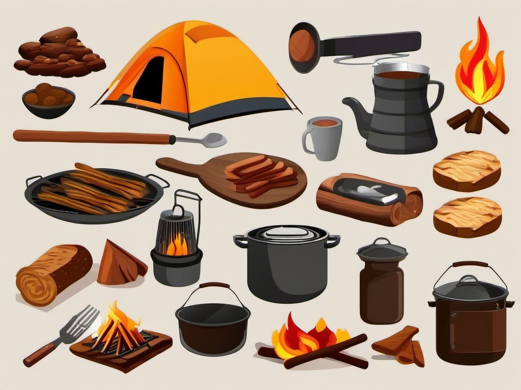 Camping clipart - campfire cooking recipes  vector clipart