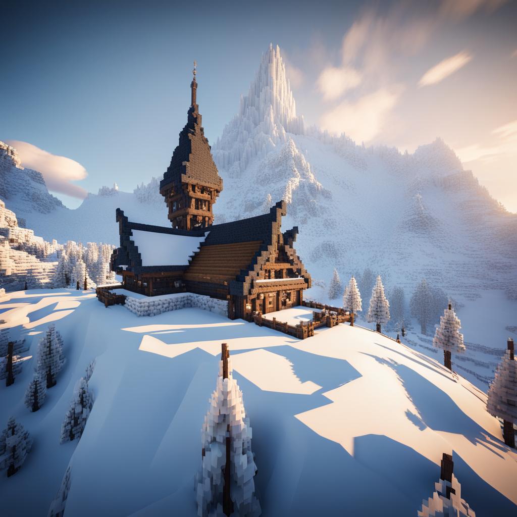 nordic stronghold with towering snow-covered peaks - minecraft house design ideas 