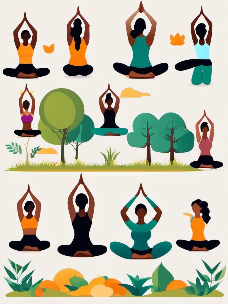 Outdoor Yoga clipart - Practicing yoga outdoors, ,vector color clipart,minimal