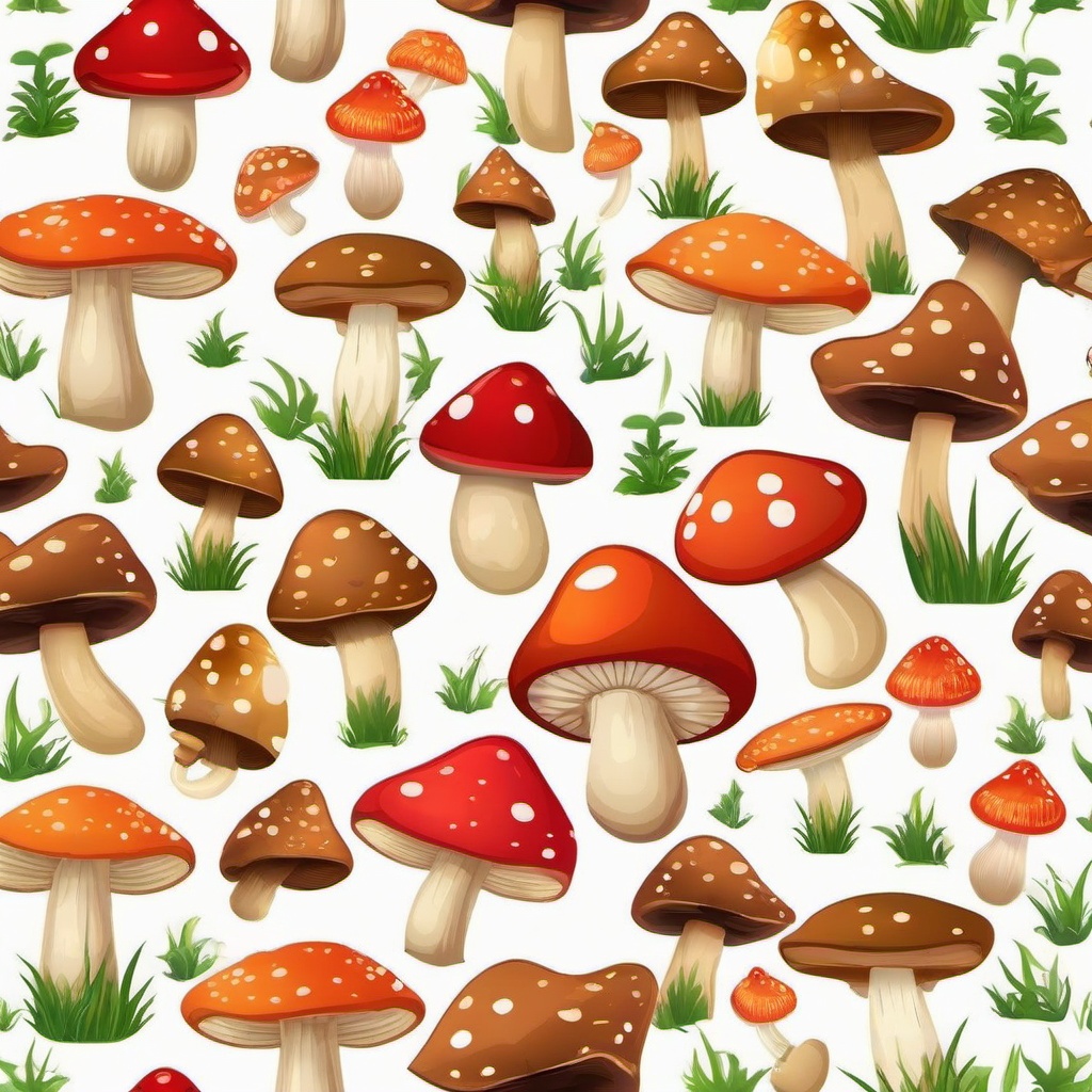 Mushroom clipart - cartoon mushrooms with eyes  