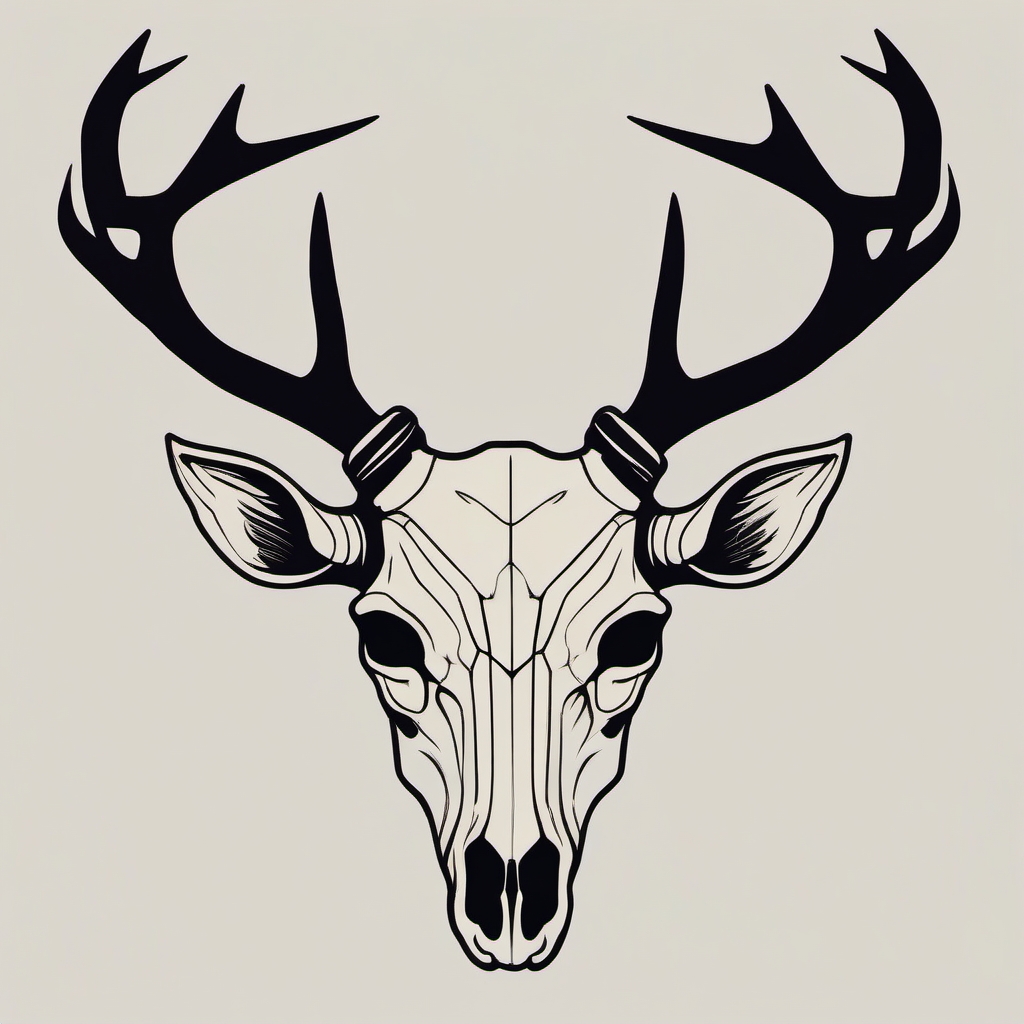 Clean lines shape a deer skull, a simple nod to the wild.  simple color tattoo style