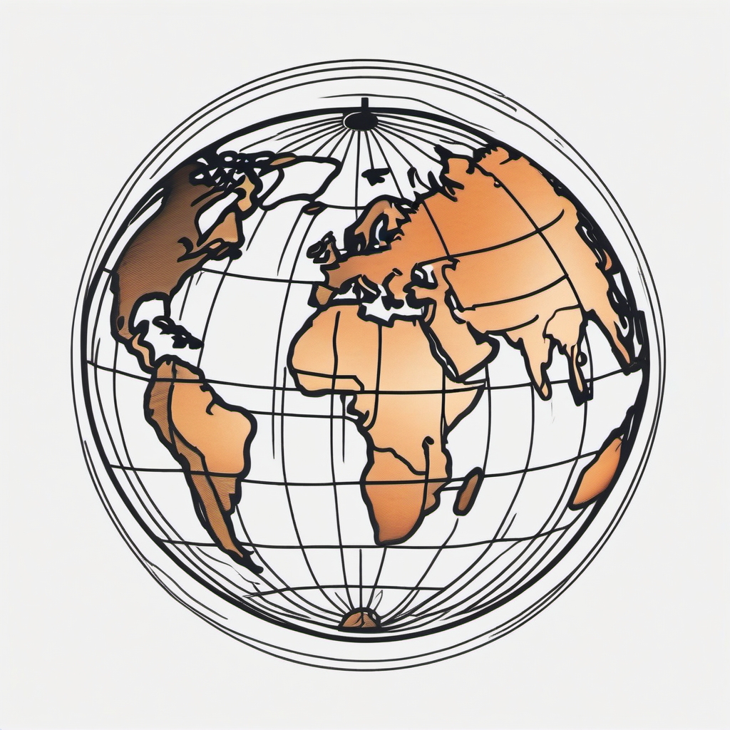 earth globe  outline color tattoo,minimal,white background