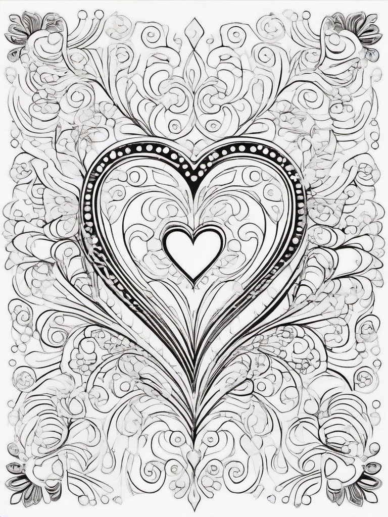 Heart with Glitter Swirls Coloring Pages - Sparkling Hearts Surrounded by Swirls  minimal black outline printable sheet, coloring page