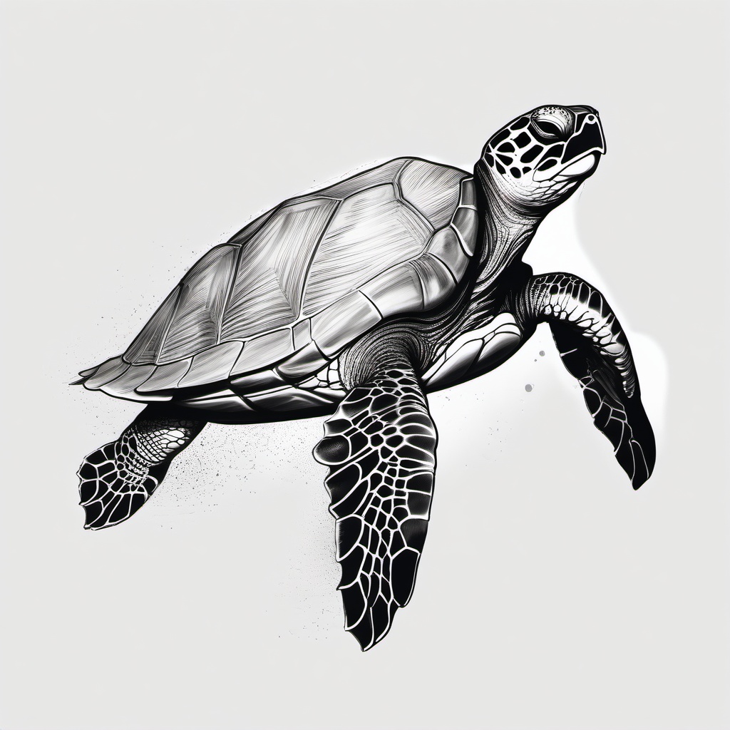 drawing of a sea turtle  minimal rough sketch scribbles,doodles,black and white