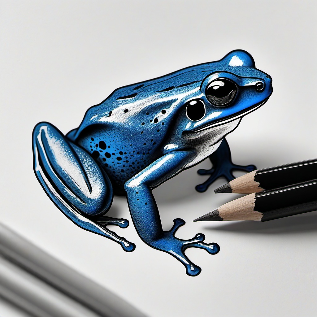 drawing of blue poison dart frog  minimal rough sketch scribbles,doodles,black and white