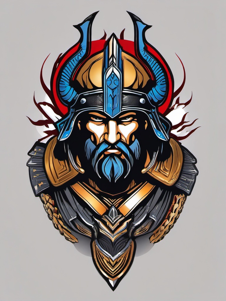 Ares Tattoo-Bold and powerful tattoo featuring Ares, the Greek god of war.  simple color vector tattoo