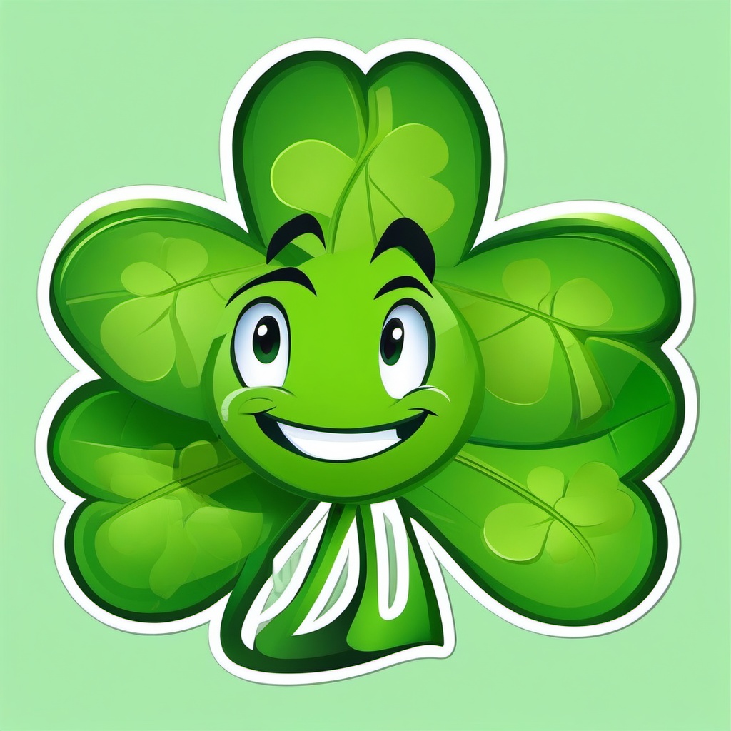 Four Leaf Clover clipart - cartoon clover character with a smile  