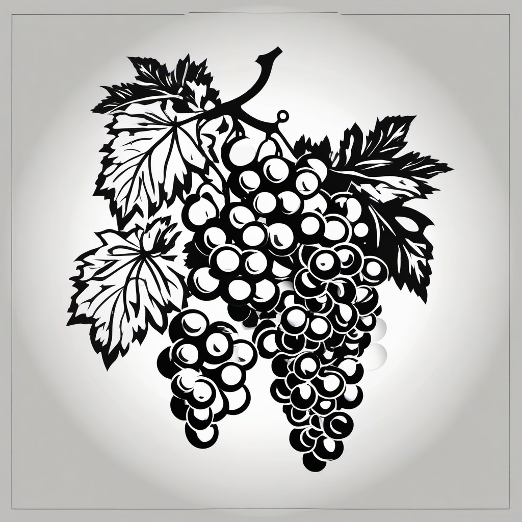 Grapevine Clipart - A grapevine with clusters of grapes.  color vector clipart, minimal style