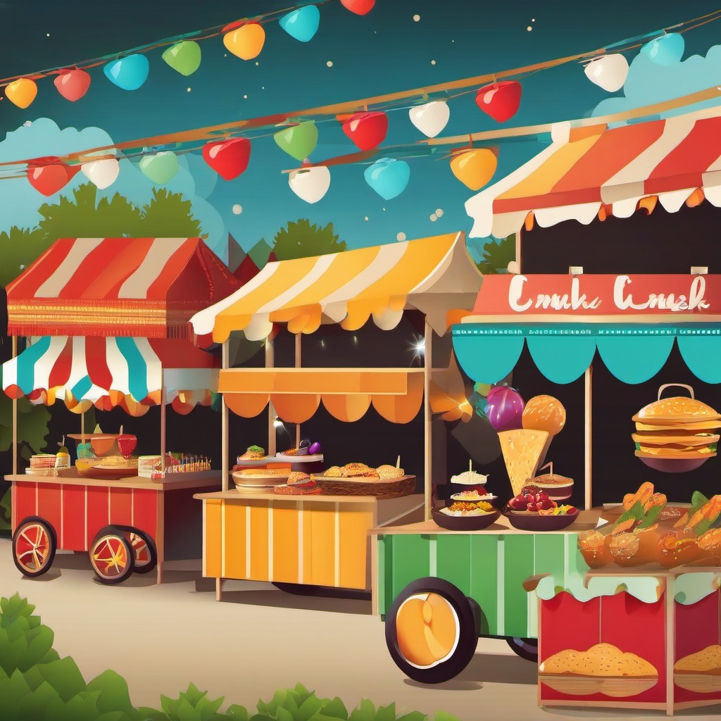 August clipart - outdoor August festival with food stalls  