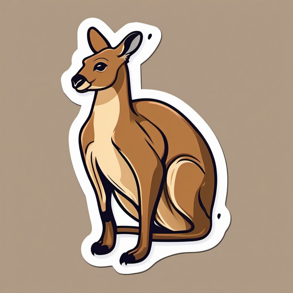 Kangaroo Sticker - A kangaroo with a joey peeking out from its pouch. ,vector color sticker art,minimal