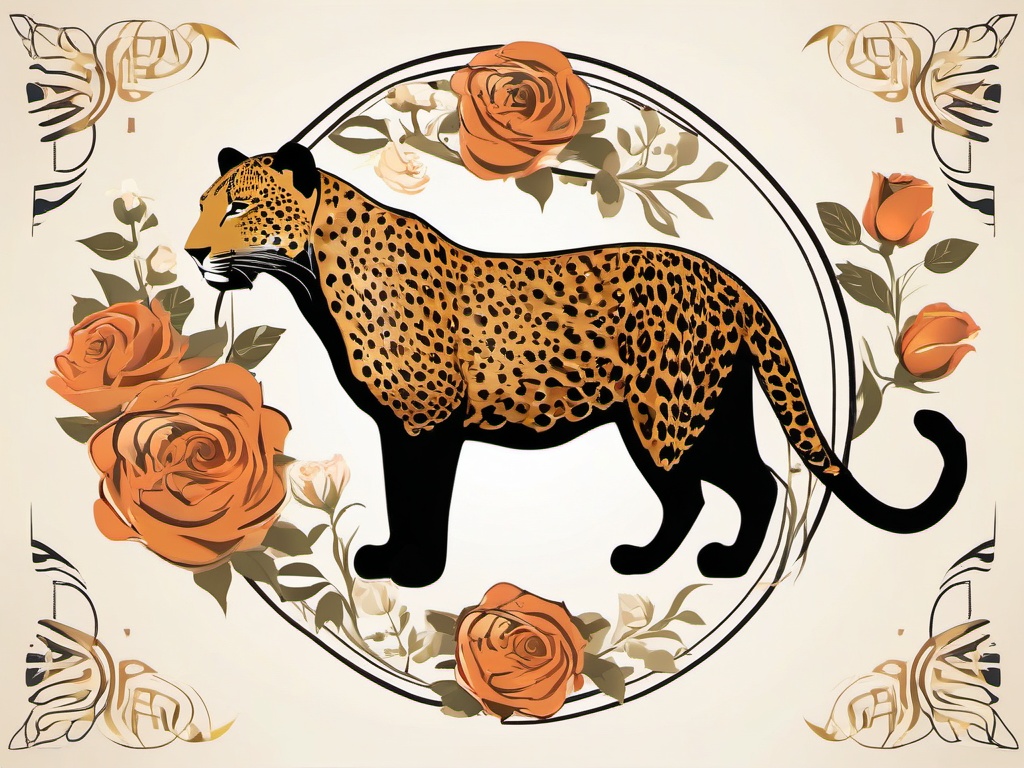 Leopard clipart - Agile big cat with striking rosette patterns, ,color clipart vector style