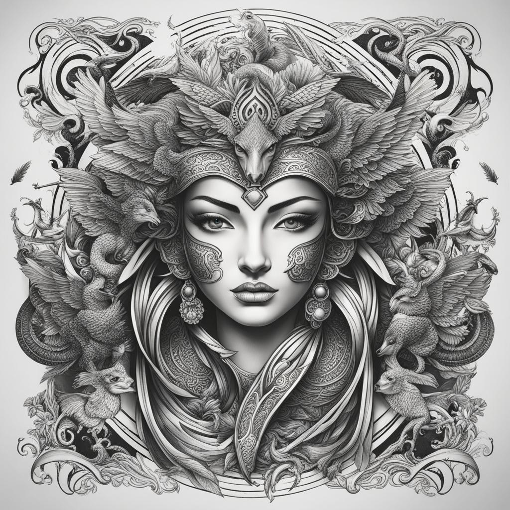 mythology and legends - create a tattoo inspired by myths and legends from different cultures. 