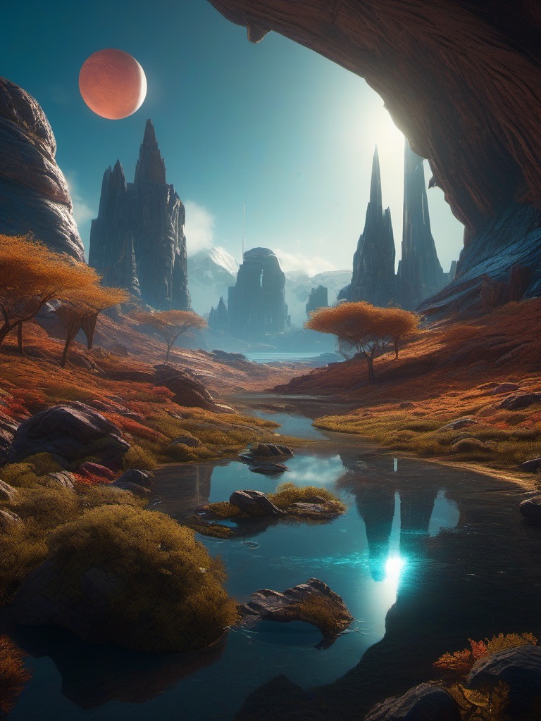 Sci-Fi Fantasy - A science fiction-inspired fantasy landscape with alien worlds detailed matte painting, deep color, fantastical, intricate detail, splash screen, complementary colors, fantasy concept art, 8k resolution trending on artstation unreal engine 5