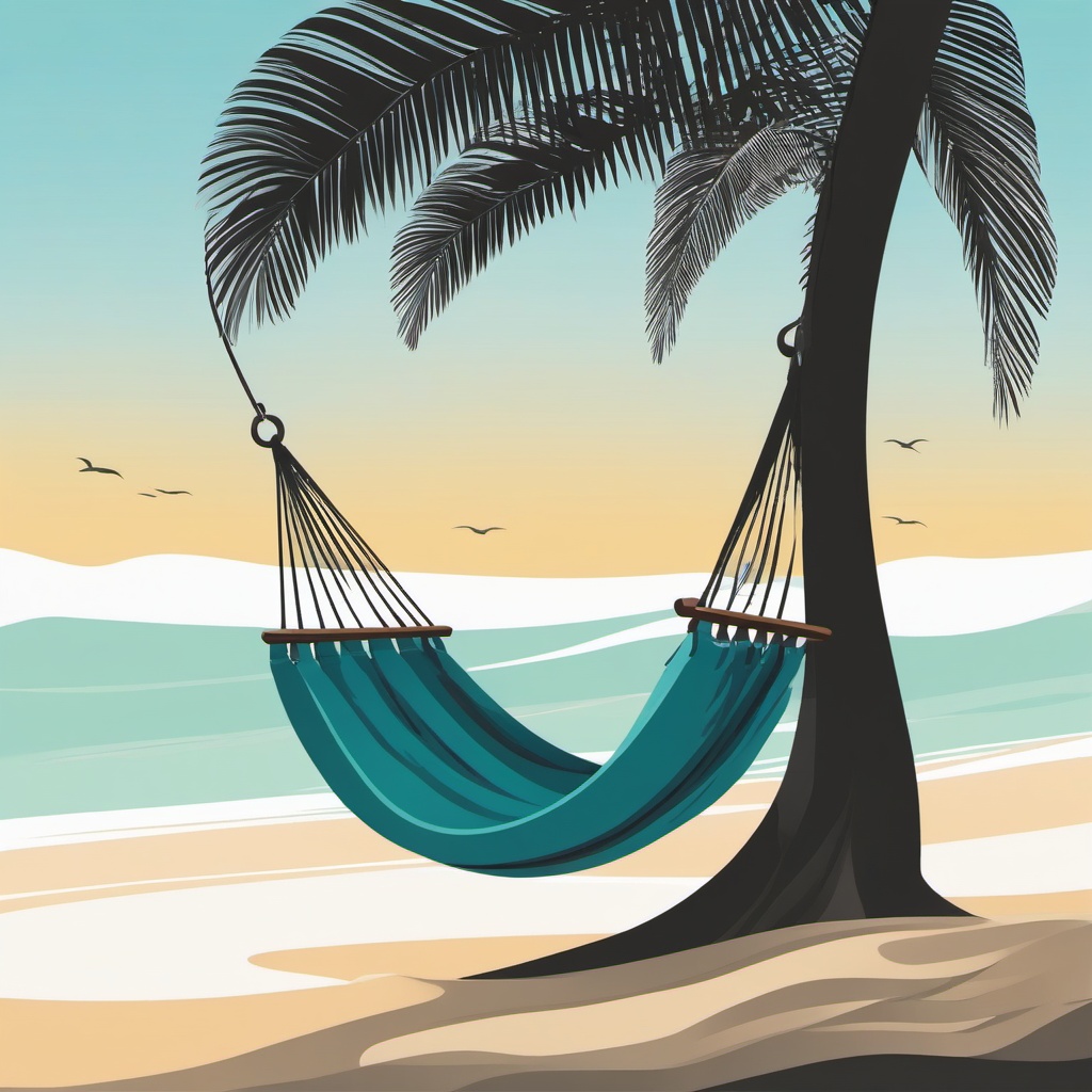 Beach Hammock clipart - Hammock swaying in the sea breeze, ,vector color clipart,minimal