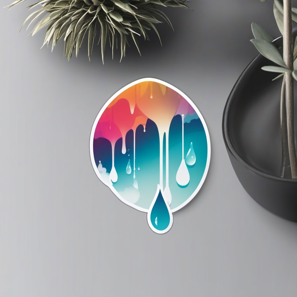 Raindrop Sticker - Single raindrop falling, ,vector color sticker art,minimal