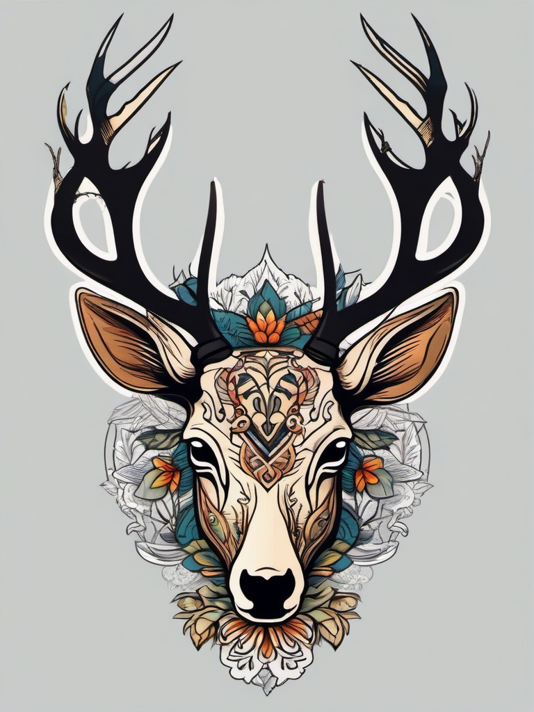 deer skeleton tattoo  simple vector color tattoo